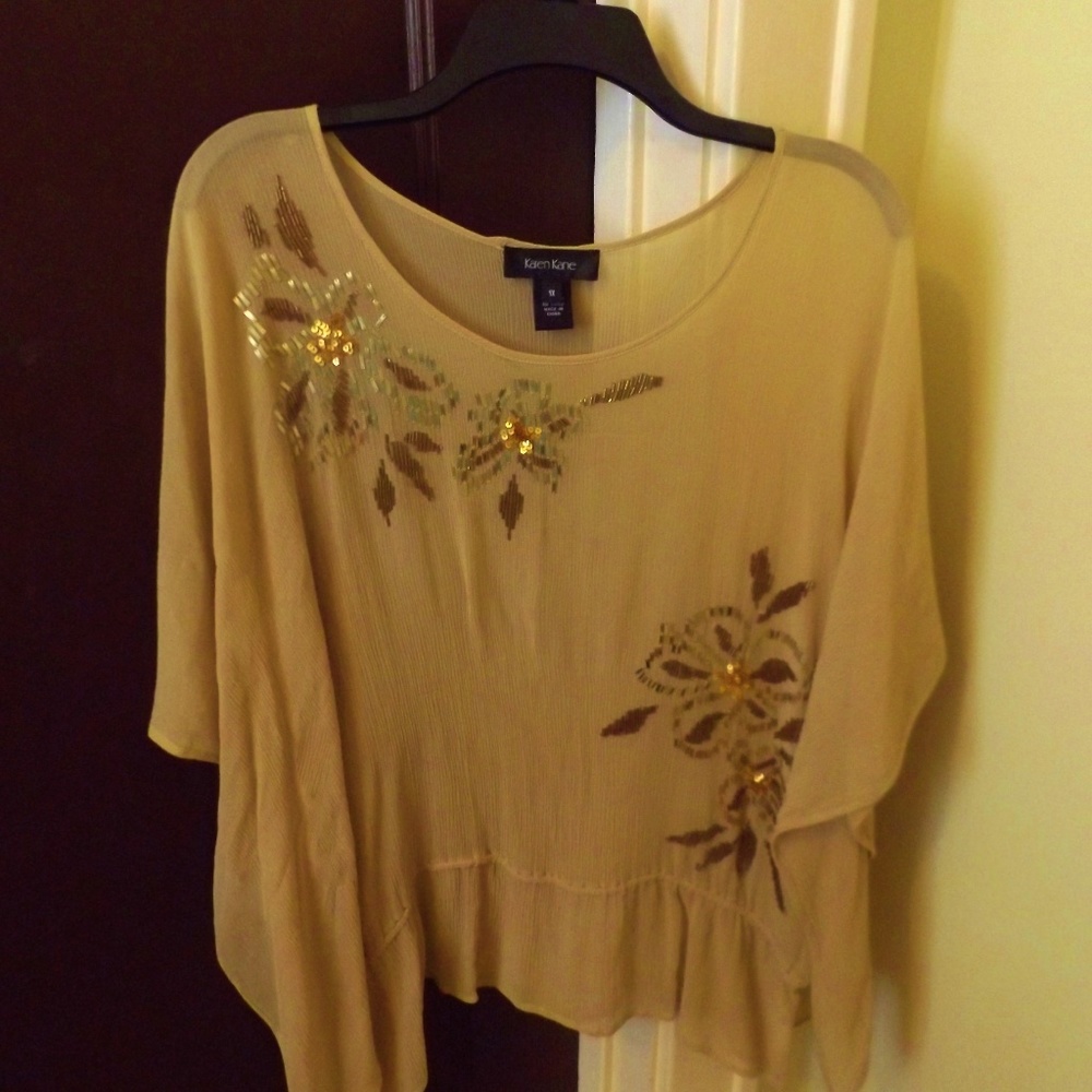 NWT Karen silk beaded top ladies sz 1X Ret. $158
